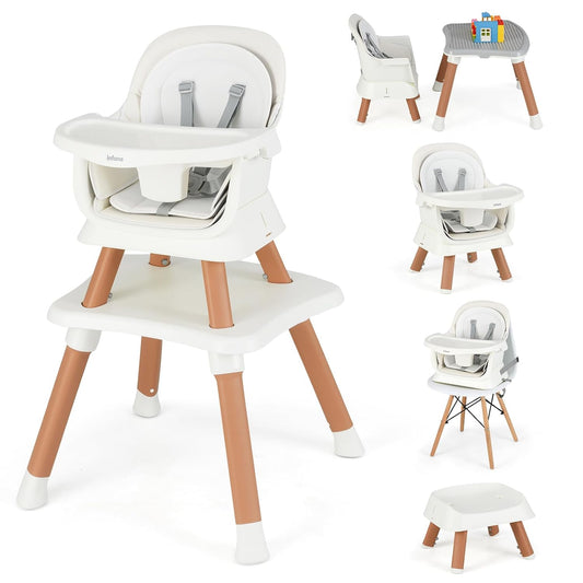 8 in 1 Baby High Chair, Convertible Highchair for Babies and Toddlers, Infant Dining Booster Seat, Building Block Table, Kids Stool Table Chair Set with Removable Tray