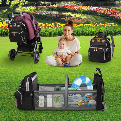 Baby Diaper Bag Backpack with Changing Station,Baby Essentials(Black) | Baby Bag Multifunctional Waterproof Travel Backpack with Changing Pad, Pacifier Case & Stroller Straps