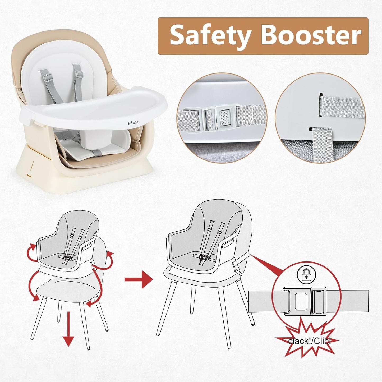 8 in 1 Baby High Chair, Convertible Highchair for Babies and Toddlers, Infant Dining Booster Seat, Building Block Table, Kids Stool Table Chair Set with Removable Tray