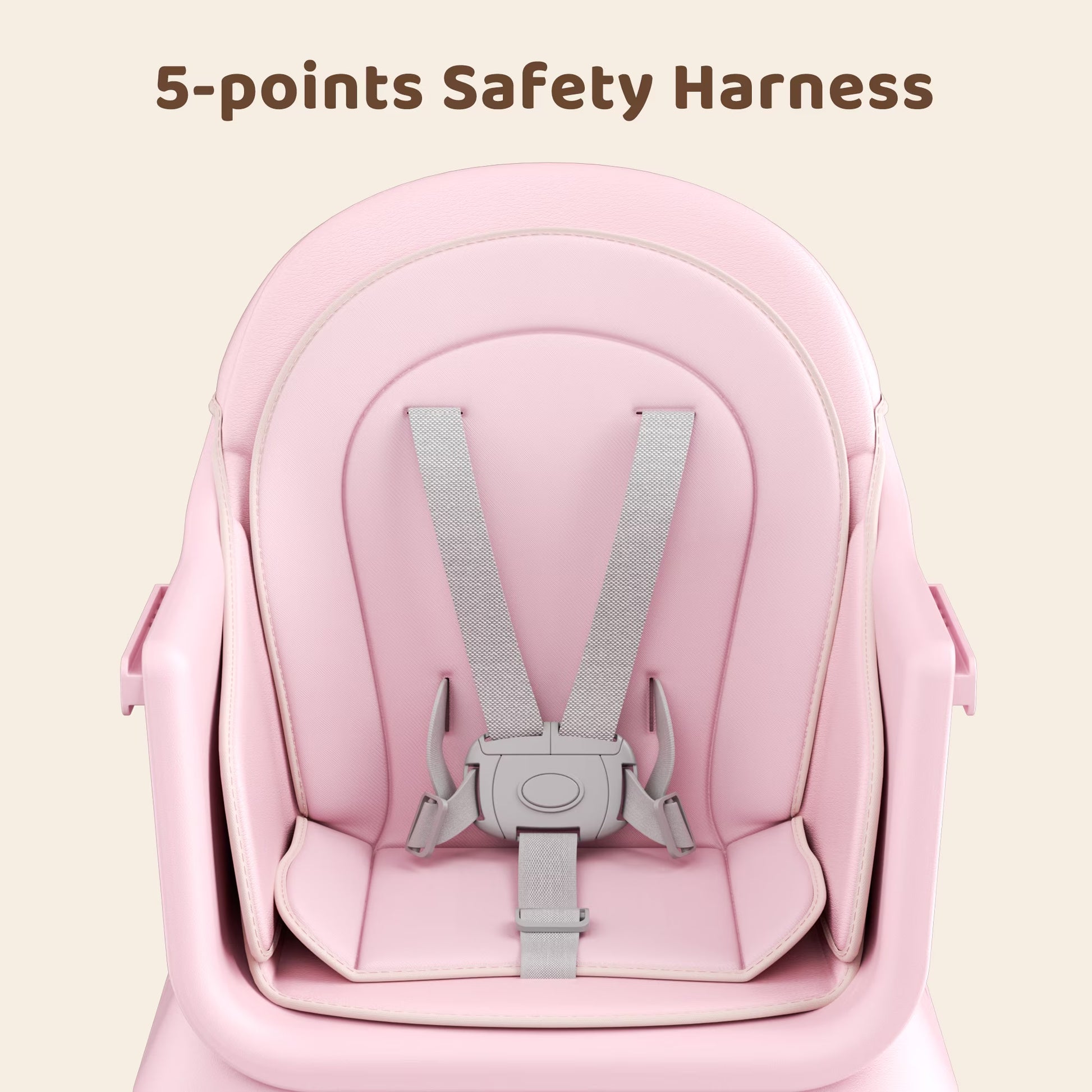 8-In-1 Baby High Chair, Toddler Booster Seat with Dishwasher-Safe Tray, Pink White