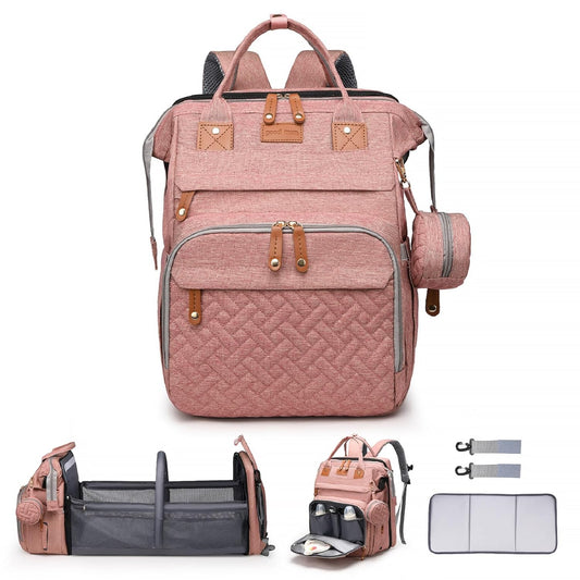 Baby Diaper Bag Backpack with Changing Station,Baby Essentials(Pink) | Baby Bag Multifunctional Waterproof Travel Backpack with Changing Pad, Pacifier Case & Stroller Straps