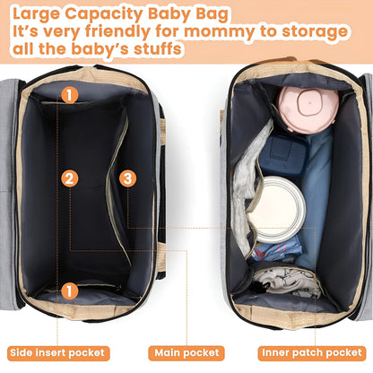 Royallure Smart Diaper Bag Backpack with Foldable Bed and USB Charging Port