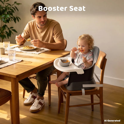 8-In-1 Baby High Chair, Toddler Booster Seat with Dishwasher-Safe Tray, Dark Grey