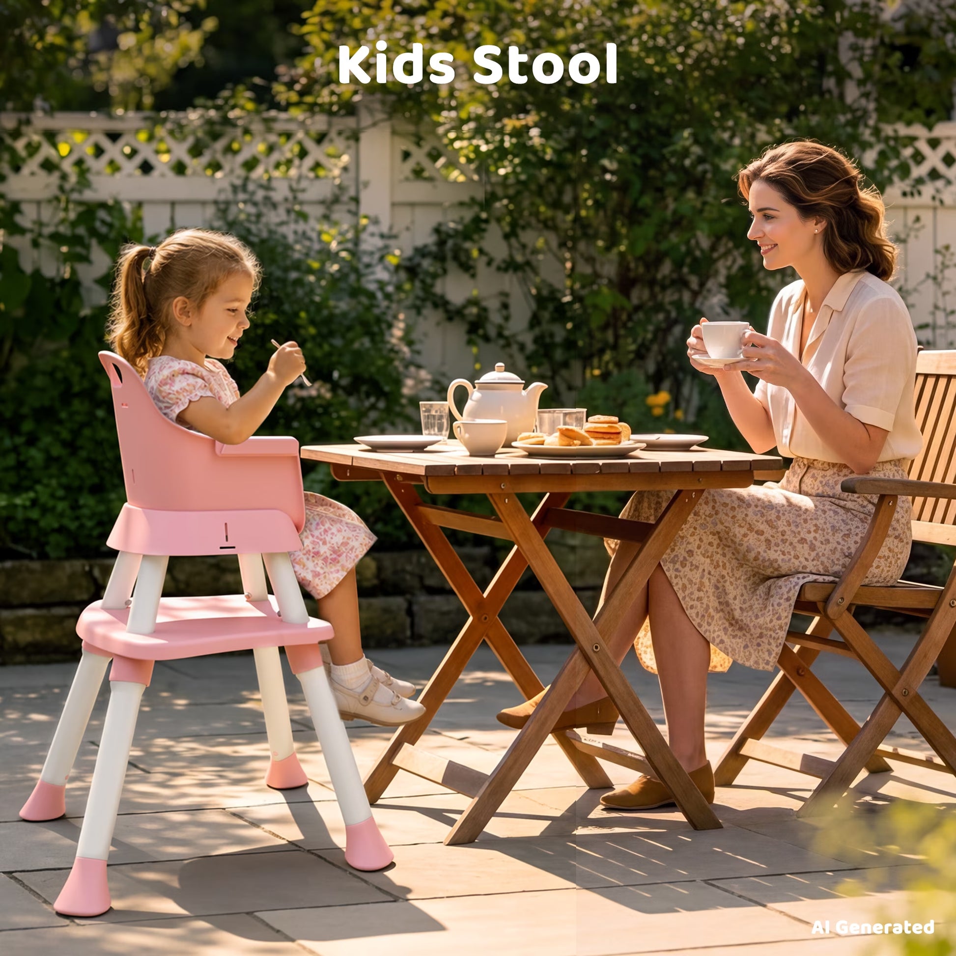 8-In-1 Baby High Chair, Toddler Booster Seat with Dishwasher-Safe Tray, Pink White