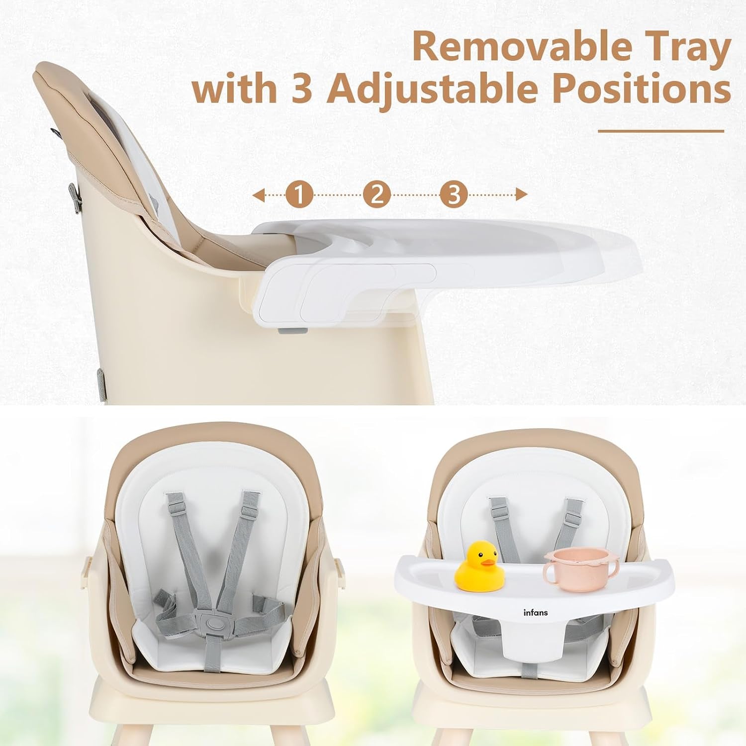 8 in 1 Baby High Chair, Convertible Highchair for Babies and Toddlers, Infant Dining Booster Seat, Building Block Table, Kids Stool Table Chair Set with Removable Tray