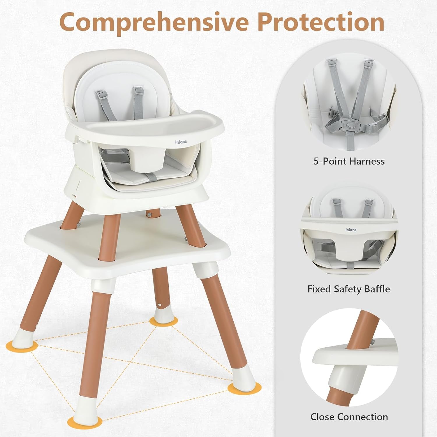 8 in 1 Baby High Chair, Convertible Highchair for Babies and Toddlers, Infant Dining Booster Seat, Building Block Table, Kids Stool Table Chair Set with Removable Tray