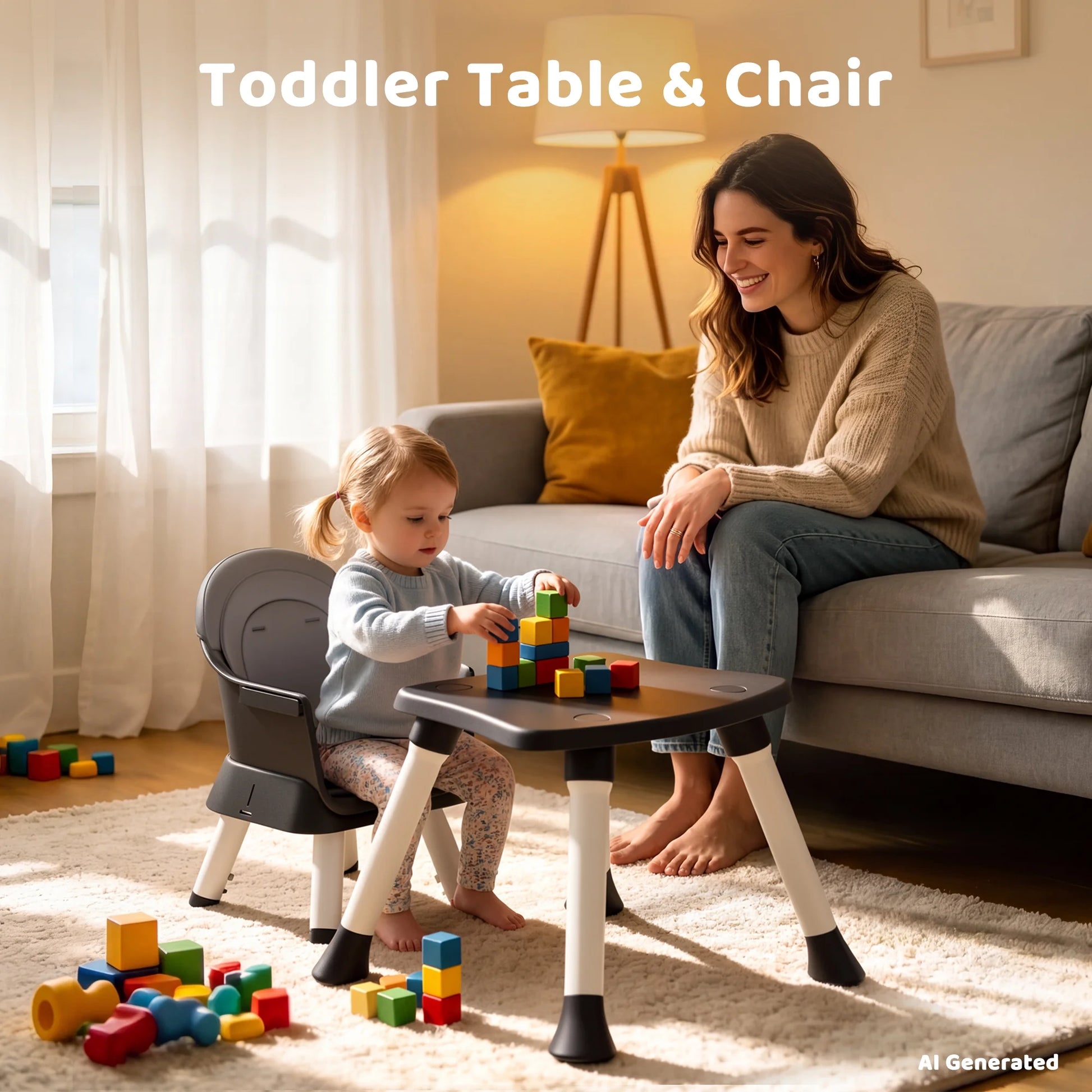 8-In-1 Baby High Chair, Toddler Booster Seat with Dishwasher-Safe Tray, Dark Grey