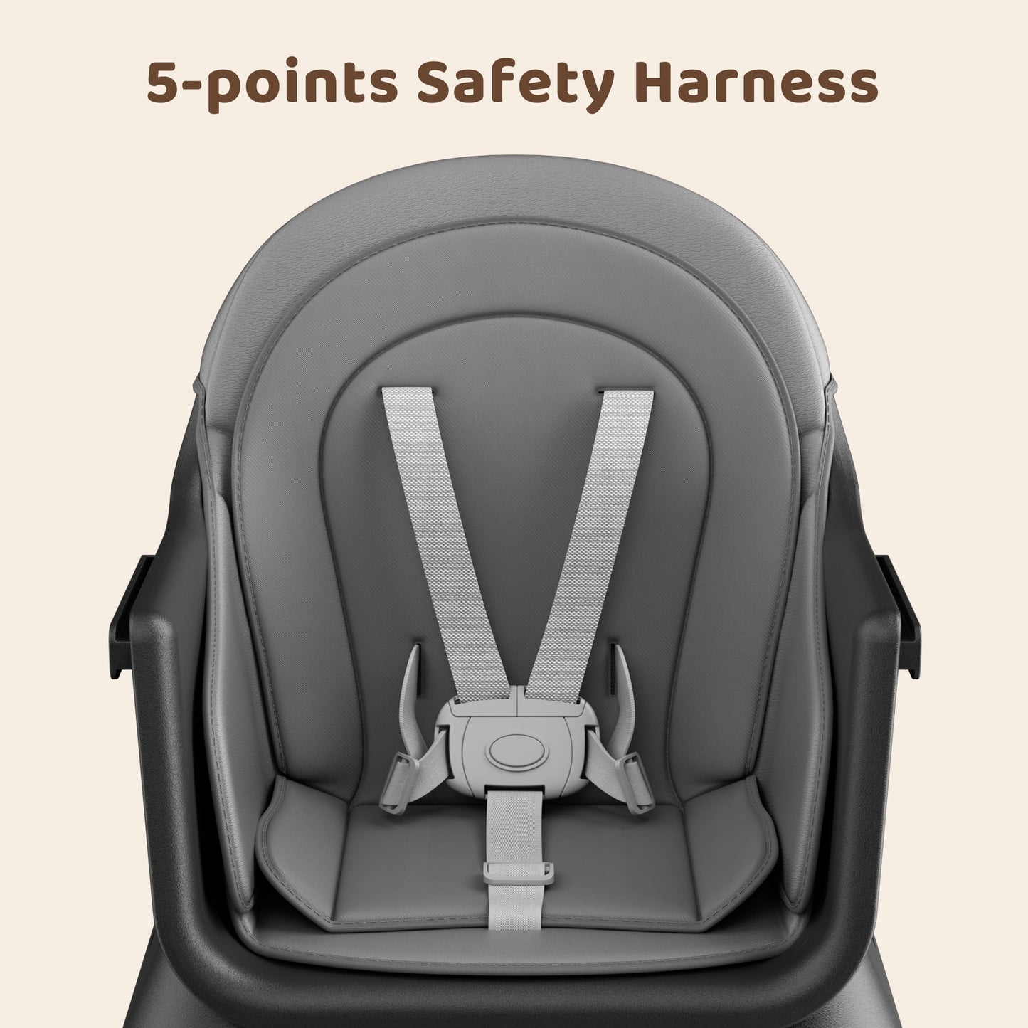 8-In-1 Baby High Chair, Toddler Booster Seat with Dishwasher-Safe Tray, Dark Grey
