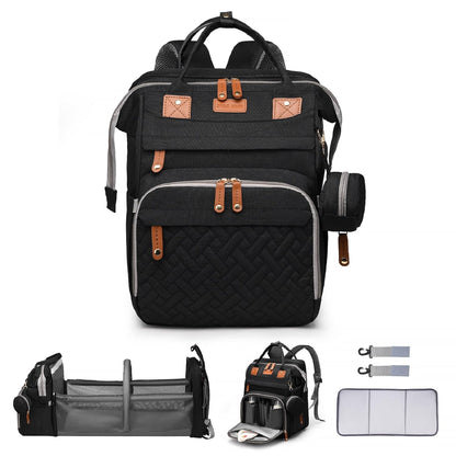Baby Diaper Bag Backpack with Changing Station,Baby Essentials(Black) | Baby Bag Multifunctional Waterproof Travel Backpack with Changing Pad, Pacifier Case & Stroller Straps