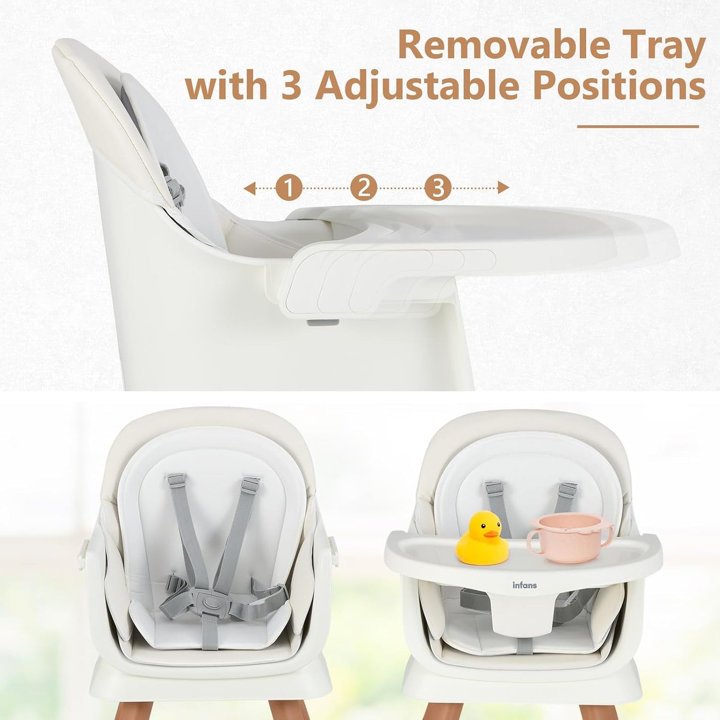 8 in 1 Baby High Chair, Convertible Highchair for Babies and Toddlers, Infant Dining Booster Seat, Building Block Table, Kids Stool Table Chair Set with Removable Tray